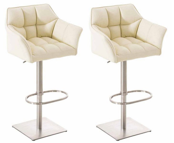 CLP Barhocker Damaso Kunstleder edelstahl, creme, VE: 2 Stück, 314944