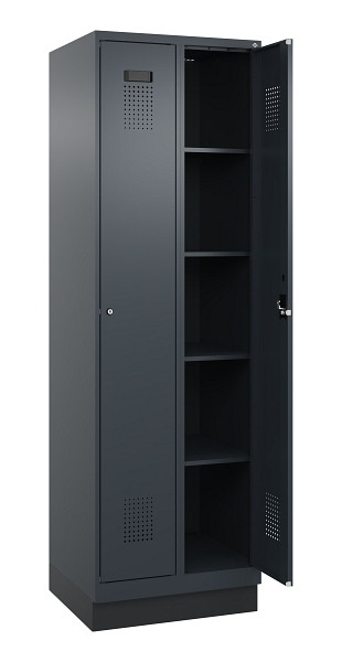 C+P Wäsche-Spind Evolo PLUS, mit Sockel, 2 Abteile, 1950x600x500mm, 7016/7016, Verschluss Zylinderschloss, Ablageböden 8, 049020-20B S10043