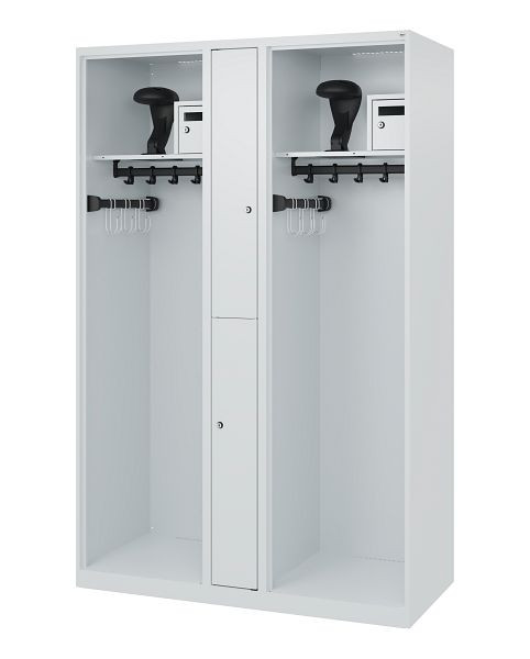 C+P Feuerwehrspind Evolo, Modell MAXI, 2 Abteile, H1850B1200T500 mm, Lichtgrau, Helmhalter, 0496015-020 S10003