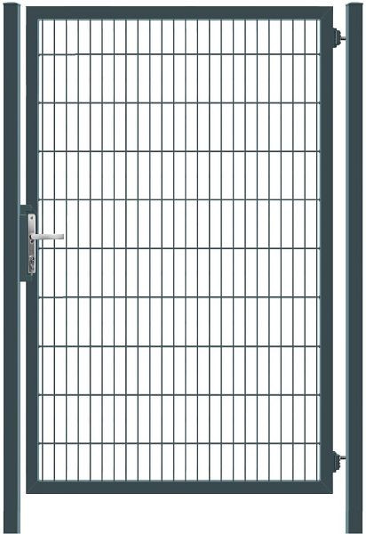 GEWA Eingangstor Classic Einflügelig 1m Breit 1,8m Hoch Doppelstabmattenzaun Zauntor Anthrazit inkl. Zubehör 60x60mm Pfosten, ETC-656-1830-1000-TP60-7016