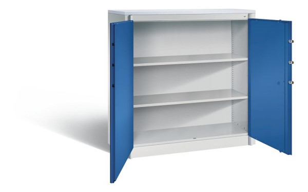 C+P Feuerschutzschrank Certos, H1226xB1200xT500mm, Farbe: Lichtgrau / Enzianblau, Klinkengriff, 3 OH, 1181-00 S10012