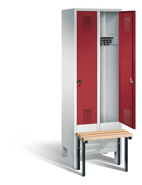 C+P Garderobenschrank Evolo, H1850xB610xT815mm, Farbe: Lichtgrau / Rubinrot, 48030-20 S10011