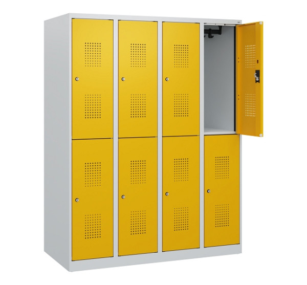 C+P Doppelstöckiger Spind Evolo PLUS, 8 Fächer, 1530x1200x500mm, 7035/1004, Zylinderschloss, 0493005-40 S10018
