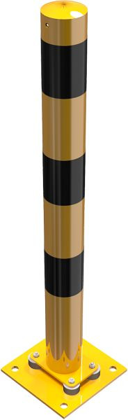 Schake Absperrpfosten Stahlrohr Ø 89 x 2,9 mm allseitig neigbar gelb / schwarz, ohne Öse, 489NPBG