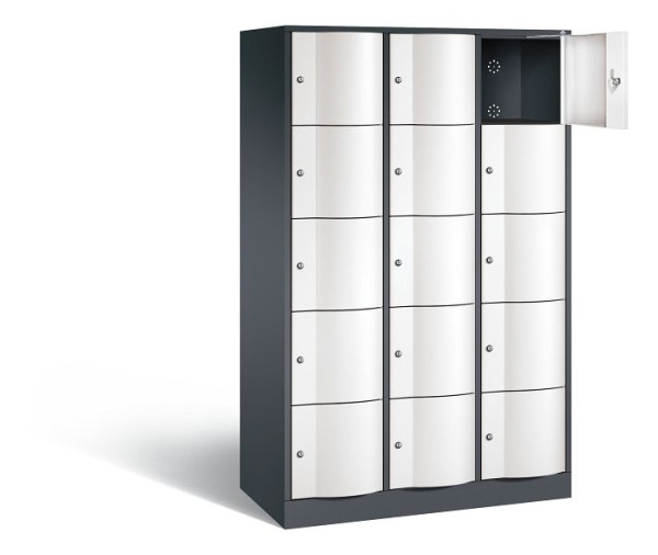 C+P Schließfachschrank Resisto, H1950xB1148xT540mm, Farbe: Schwarzgrau / Verkehrsweiß, 8570-372 S11185