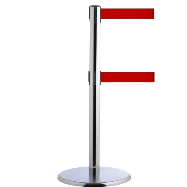 Stein HGS Personenleitsystem -P-Line Duo-, chrom, rot, mit Gurtendstück (Standard), Gurtlänge: 2 x 4 m, 14151-0202