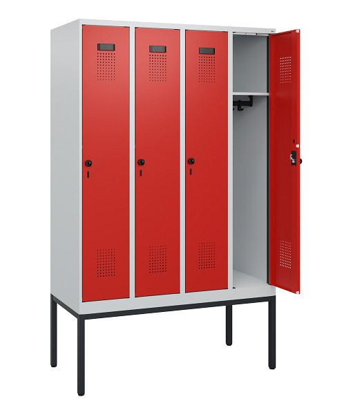 C+P Spind Evolo PLUS, Gestell, 4 Abteile, 1950x1200x500mm, 7035/3020, Drehriegel, 0490305-40 S10005