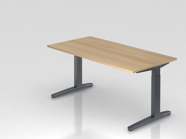 Hammerbacher Schreibtisch C-Fuß 160x80cm Eiche/Graphit, Rechteckform, VXB16/E/GG