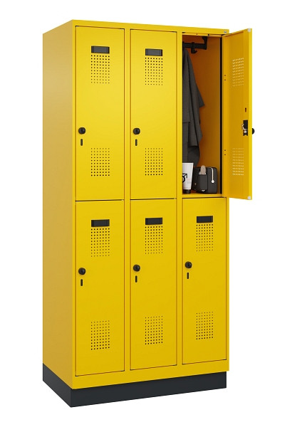 C+P Doppelstöckiger Spind Evolo PLUS, mit Sockel, 6 Fächer, 1950x900x500mm, 1023, Drehriegel, 049320-30 S10022
