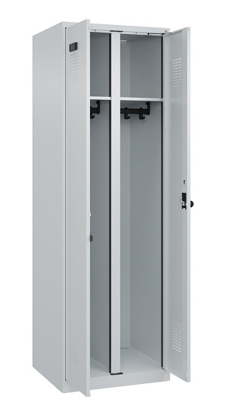 C+P Schwarz-Weiß-Spind Evolo PLUS, 2 Abteile, 1850x600x500mm, 7035/7035, Drehriegel, 049002-20 S10013