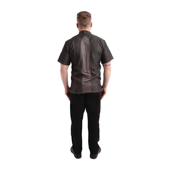 Chef Works Urban Tribeca Denim Kochjacke mit Druckknopfverschluss kurzarm grau S, BB279-S