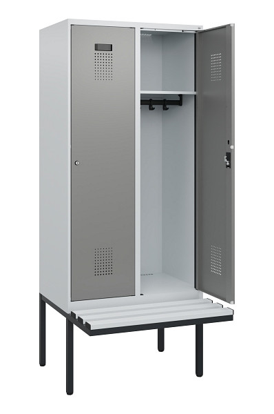C+P Spind Evolo PLUS, 2 Abteile, 1950x800x815mm, 7035/0004, Zylinderschloss, Material Sitzfläche Kunststoff, 0490405-22 S10095