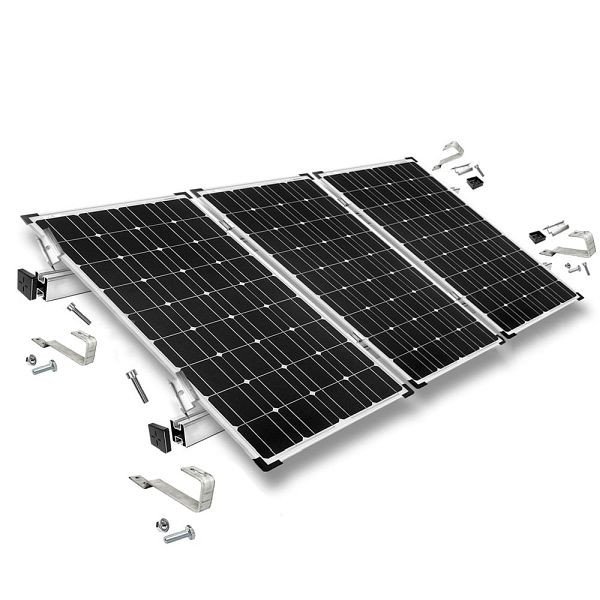 Offgridtec Befestigungskit mit Biberschwanz Dachhaken für Schrägdachmontage 3 Solarpanels Rahmenhöhe 40mm, 8-01-013770-015
