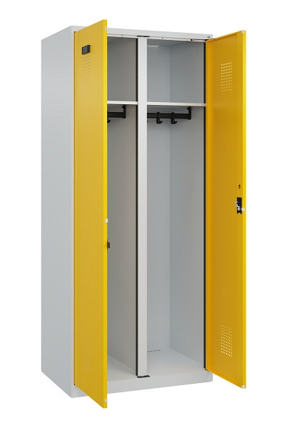 C+P Schwarz-Weiß-Spind Evolo PLUS, 2 Abteile, 1850x800x500mm, 7035/1023, Zylinderschloss, 049002-22 S10028