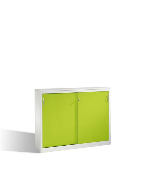 C+P Sideboard mit Schiebetüren Acurado, H1200xB1600xT400mm, Farbe: Lichtgrau / Viridingrün, Bügelgriff, 3 OH, 2147-1200 S10279