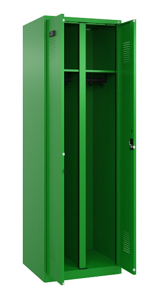 C+P Schwarz-Weiß-Spind Evolo PLUS, 2 Abteile, 1850x600x500mm, 6037/6037, Zylinderschloss, 049002-20 S10053