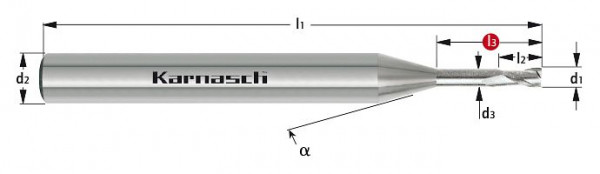 Karnasch VHM Micro Schaftfräser HSC/HPC d= 1,40 / L3= 4,00 mm poliert, VE: 2 Stück, 30620901400400