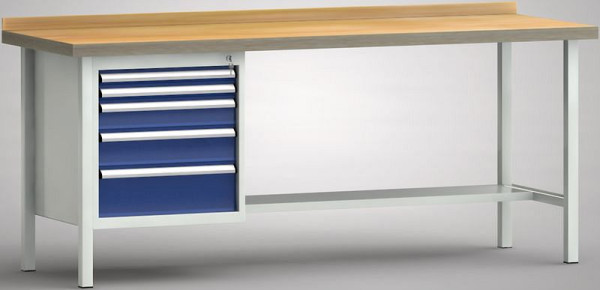 KLW Profi-Werkbank - 2000 x 700 x 905 mm L x T x H (ERGO-Version), links 2x50EA/100EA/125EA/175EA, WP118E-2000M45-E7028