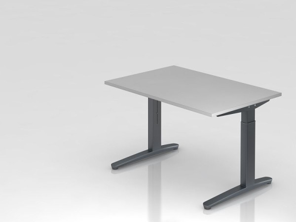 Hammerbacher Schreibtisch C-Fuß 120x80cm Grau/Graphit, Rechteckform, VXB12/5/GG