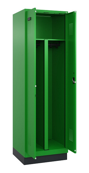 C+P PSA Schwarz-Weiß-Spind Evolo PLUS, mit Sockel, 2 Abteile, 1950x600x500mm, 60, Zylinderschloss, 049022-20P S10053