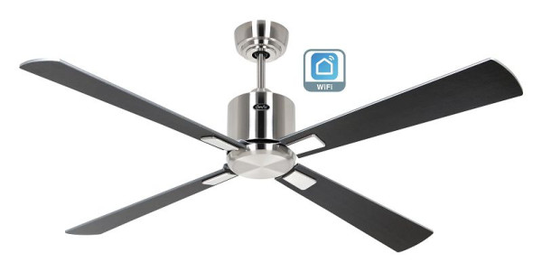 CasaFan Deckenventilator Eco Neo III 132 Chrom gebürstet-Wenge/Lack silber WiFi, 942242W