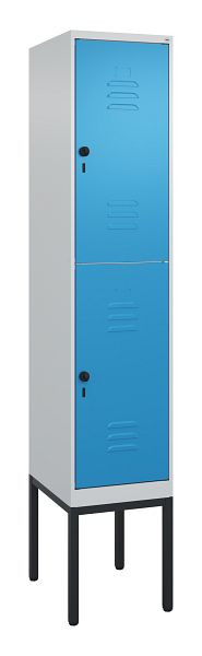 C+P Doppelstöckiger Spind Classic PLUS, Gestell, 2120x400x500mm, 7035/5012, Drehriegel, 0803307-12 S10004