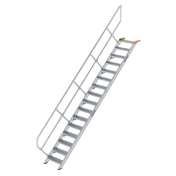 Munk Günzburger Steigtechnik Treppe 45° Stufenbreite 600 mm 16 Stufen Aluminium geriffelt, 600256