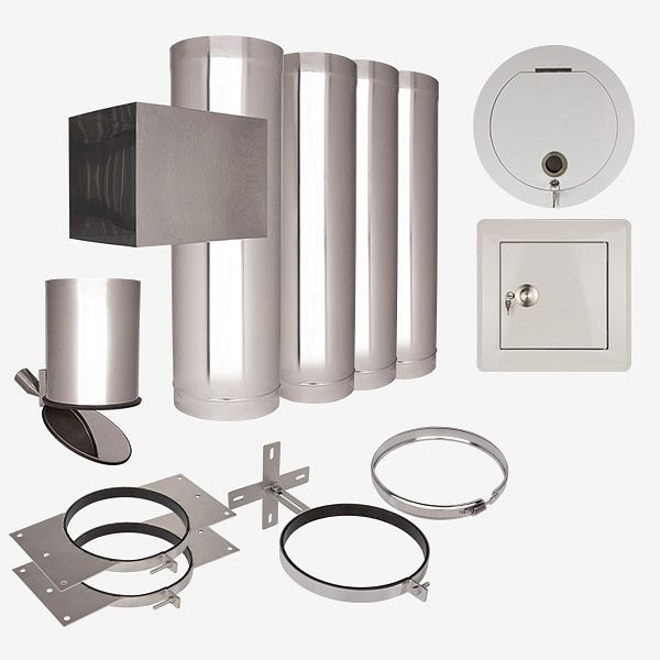 HKW Wäscheabwurf-System Komplett Set 3, Edelstahl, Schachtlänge: 4,30 Meter, Ø 285 mm, 22853N
