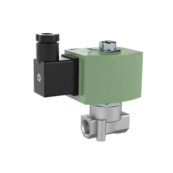 Riegler 3/2-Wege-Magnetventil, ES, NC,direktgesteuert, 24 V DC, NBR, G 1/4,PN 0 - 6 bar, 158061