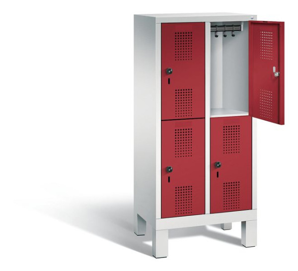 C+P Kindergarten-Spind doppelstöckig Evolo, H1350xB610xT300mm, Farbe: Lichtgrau / Rubinrot, 483103-20 S10039