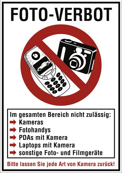 Moedel FOTO-VERBOT, Kombischild, Folie, 210x297 mm, 58740