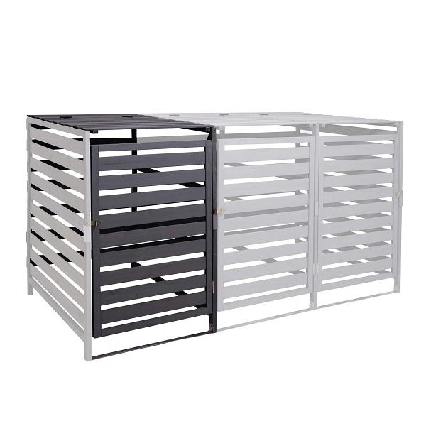 Mendler XL 1er-/2er-Mülltonnenverkleidung Erweiterung HWC-H62, Mülltonnenbox, 110x65x93cm Massiv-Holz, anthrazit, 73714