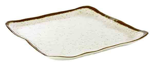 APS Teller -STONE ART-, 33 x 32,5 cm, Höhe: 3 cm, Melamin, innen: Dekor, weiß, Rand: braun, 84517