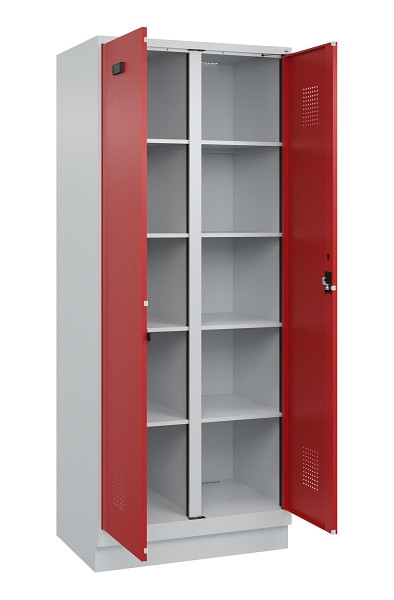 C+P Wäsche-Spind Evolo PLUS, mit Sockel, 2 Abteile, 1950x800x500mm, 7035/3000, Verschluss Zylinderschloss, 049022-22B S10030