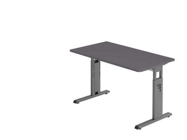 Hammerbacher Schreibtisch C-Fuß 120x67cm Graphit/Graphit, 25 mm dick, 2 mm ABS-Kante. Rechteckform, VOS612/G/G