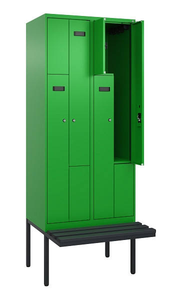 C+P Z-Spind Evolo PLUS, Bank, 4 Fächer, 2120x800x815mm, 6037/6037, Zylinderschloss, Material Sitzfläche Kunststoff, 0490437-224 S10107