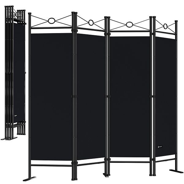 casaria Paravent Lucca 2er-Set Schwarz 180x163cm, 991414