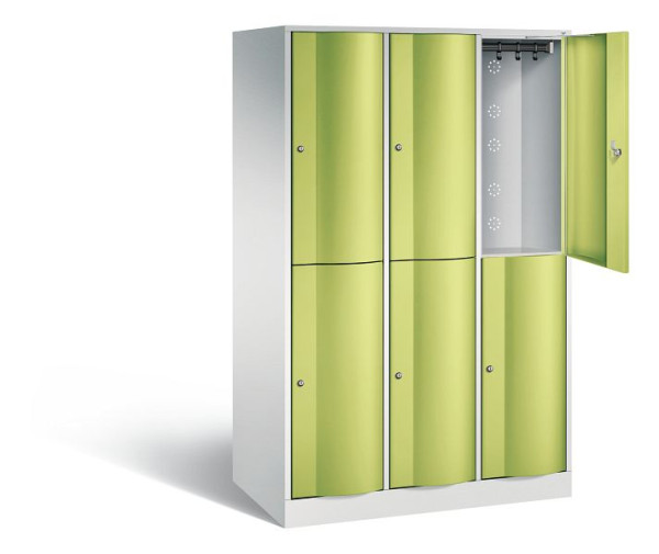 C+P Spind doppelstöckig XL Resisto, H1950xB1148xT640mm, Farbe: Lichtgrau / Viridingrün, 8270-373 S10097