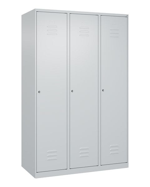 C+P Umkleidespind Classic PLUS mit Mitteltrennwand, 3 Abteile, 1850x1200x500mm, 7035/7035, Zylinderschlösser, 080000-32F S10017