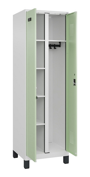 C+P Wäsche-/Garderobenspind Evolo PLUS, mit Füßen, 2 Abteile, 1950x600x500mm, 9, Frontfarbe RAL 6019 Weissgrün, Zylinderschloss, 049610-20 S10046