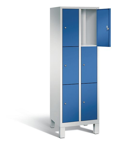 C+P Schließfachschrank Evolo, H1850xB610xT500mm, Farbe: Lichtgrau / Enzianblau, 48010-203 S10038