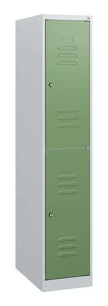 C+P Doppelstöckiger Spind Classic PLUS, 1530x300x500mm, 7035/6011, Zylinderschlösser, 0803005-10 S10021