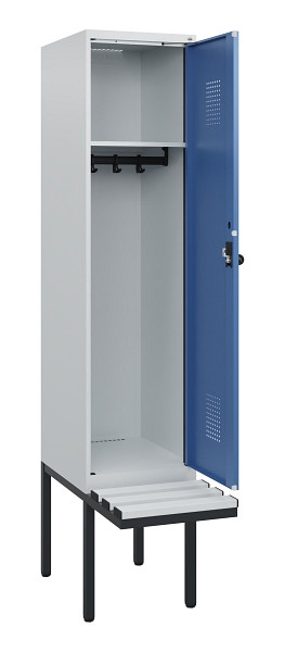 C+P Spind Evolo PLUS, 1 Abteil, 1950x400x815mm, 7035/5023, Drehriegel, Sitzfläche Kunststoff, 0490405-12 S10062