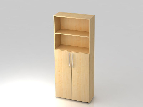 Hammerbacher Regal 5OH, 3OH Türen unten, Bogengriff Ahorn/Ahorn, 80x34,6x188 cm (BxTxH), V4770/3/3/BM