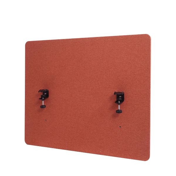 Mendler Akustik-Tischtrennwand HWC-G75, Büro-Sichtschutz Schreibtisch Pinnwand, doppelwandig Stoff/Textil, 60x75cm braun, 79528+71943