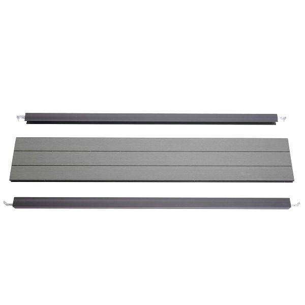Mendler Abschluss-Set für WPC-Sichtschutz Sarthe, Abschlussprofil Windschutz, Alu-Pfosten, 90cm, grau, 76264