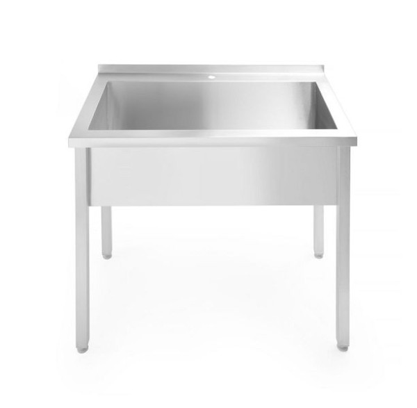 Hendi Budget Line Einzelspültisch ohne Frontabdeckung, geschraubt, 1000 x 600 x 850 mm, 811023