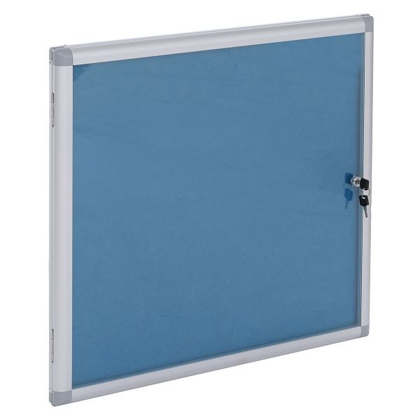 Mendler Schaukasten HWC-Q51, Memoboard Pinnwand mit Filzoberfläche, Aluminium abschließbar inkl. Zubehör 65x68x7cm, blau, 122955