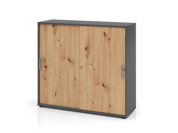 Hammerbacher Schiebetürschrank 3OH 120cm CE Graphit/Asteiche, V1753S/G/R/CE