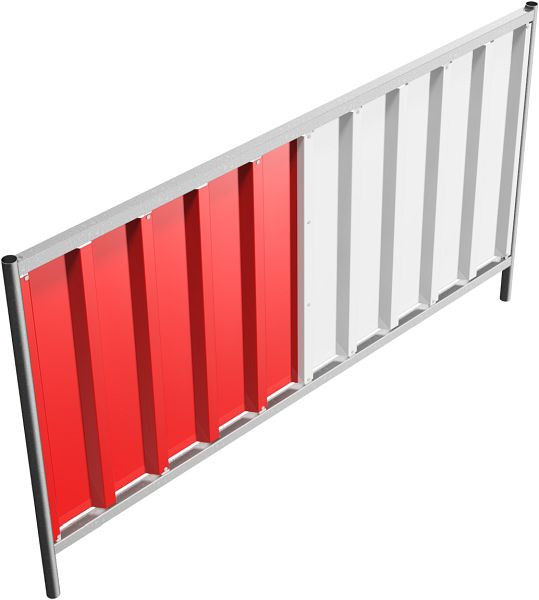 Schake Mobilzaun Trapez, Blechbeschichtung: rot / weiß, Höhe: 1,2 m, 3B1222RW